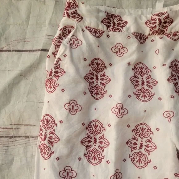Anthropologie Ett Twa Jadida Embroidered Wide Leg Linen Pants Size 6 - Picture 5 of 7